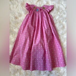 Smocked beach dress - pink with polka dots - size 3